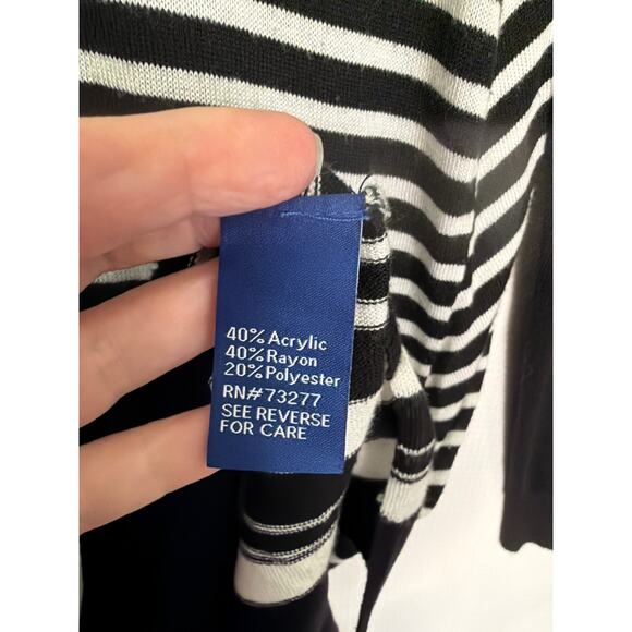 Apt 9 Medium Black White Asymmetrical Striped Turtleneck Tunic Knit Sweater - Picture 6 of 10